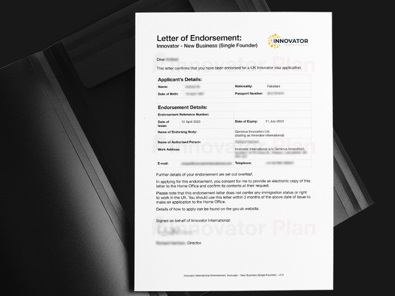Collage of endorsement letters and visa outcome material